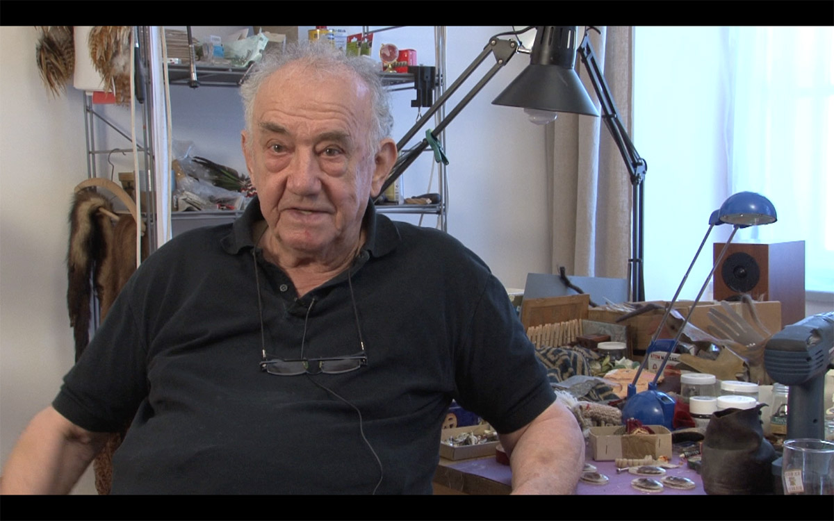 Daniel Spoerri in his studio. Filmstill,  Flux Us Now, 2013.