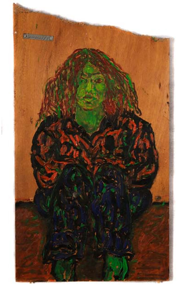 Khader Oshah, Lenah, oil on wood plank, 55x98 cm, 2006