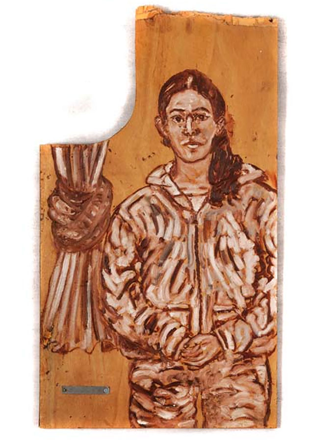 Khader Oshah, Khadeja, oil on wood plank, 70x100 cm, 2008
