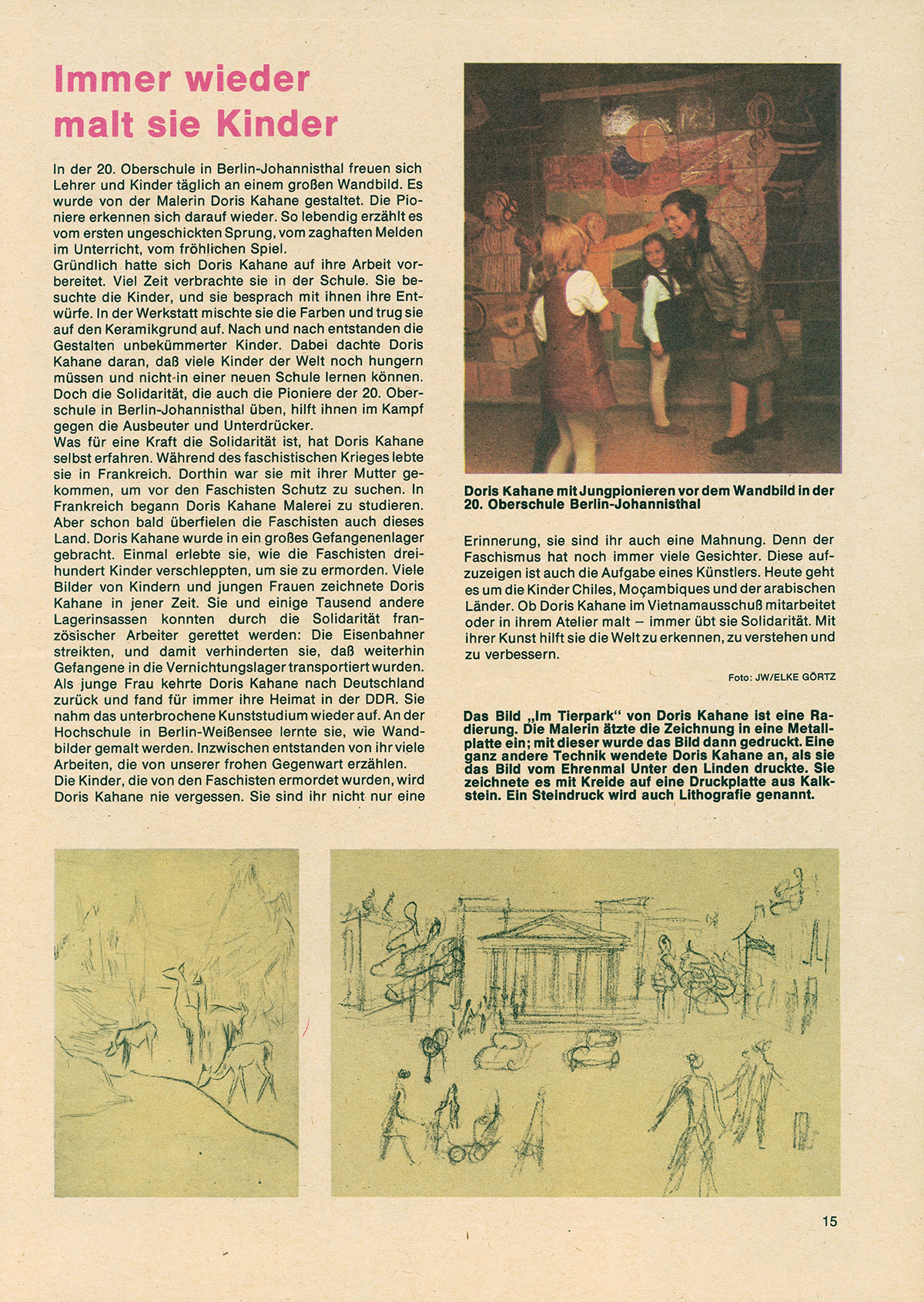 Extract from ABC Heft about the artist Doris Kahane, 1974.