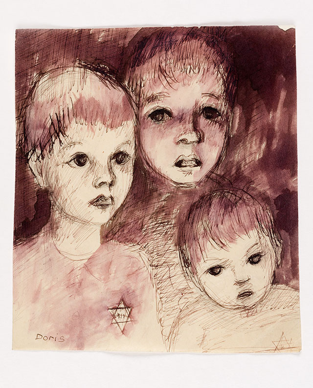 Doris Kahane, Kinder von Drancy, drawing, 1944.