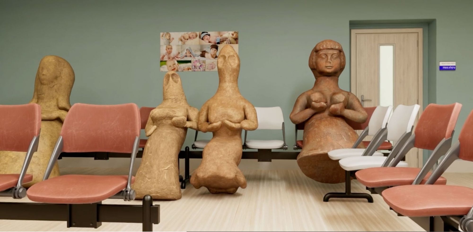 Petah Tikva (Waiting), video still, 3D animation and news live feed, 2024.