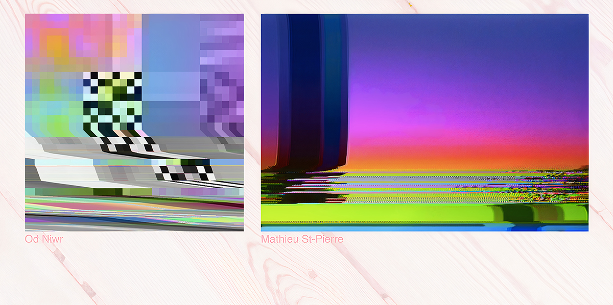 Exhibition view of CAT HEROICUS SUBLIMIS, 2016–2019, curated by Tina Sauerlaender and Peggy Schoenegge,  on NewHive (online), on view: Od Niwr and Mathieu St-Pierre. Photograph by Tina Sauerlaender © peer to space