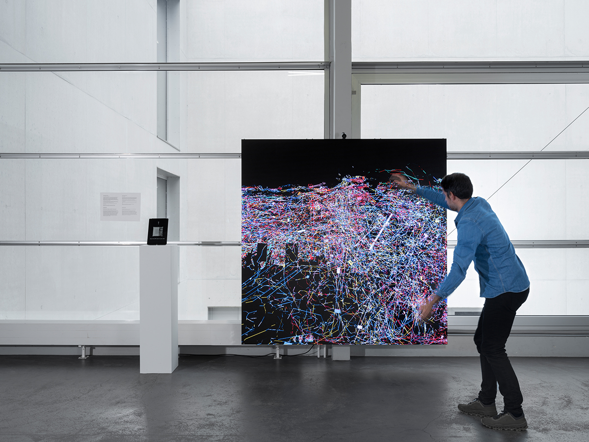 Installation view of DYOR—playrecordmint featuring Haystacks by Leander Herzog at Kunsthalle Zürich. Photograph by Julien Gremaud © Kunsthalle Zürich