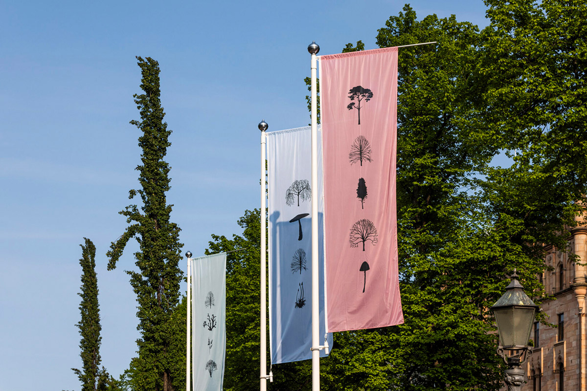 Katie Holten: Learning To Be Better Lovers (Forest School), 2025, detail. Helsinki Biennial 8.6.–21.9.2025, Vallisaari Island. Photo: HAM / Helsinki Biennial / Maija Toivanen